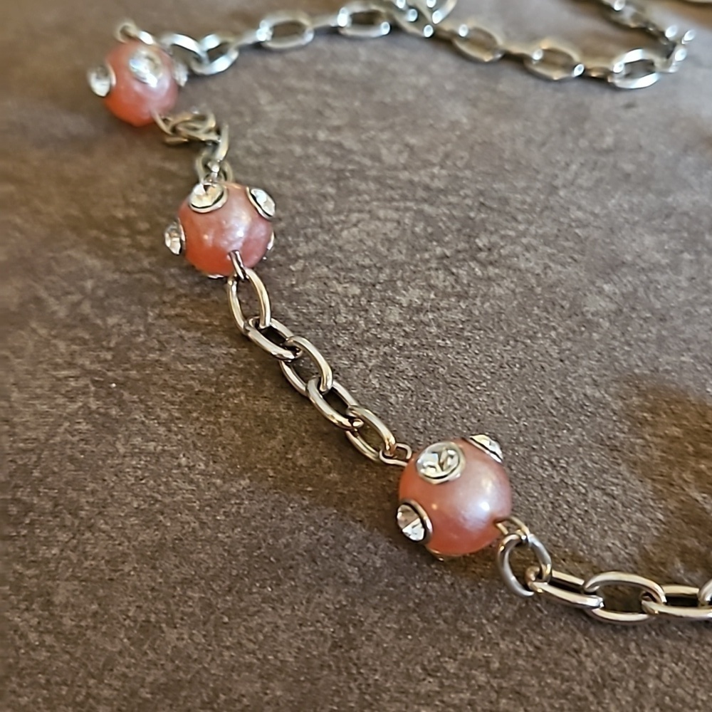 VTG BIJOUX TERNER Acrylic Rhinestone Bead Chain Necklace Earrings Set - Picture 4 of 7